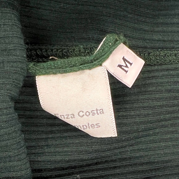 ENZA COSTA Compact Silk Rib Dress Women Medium Green Long Sleeve Turtleneck Midi - Picture 14 of 14
